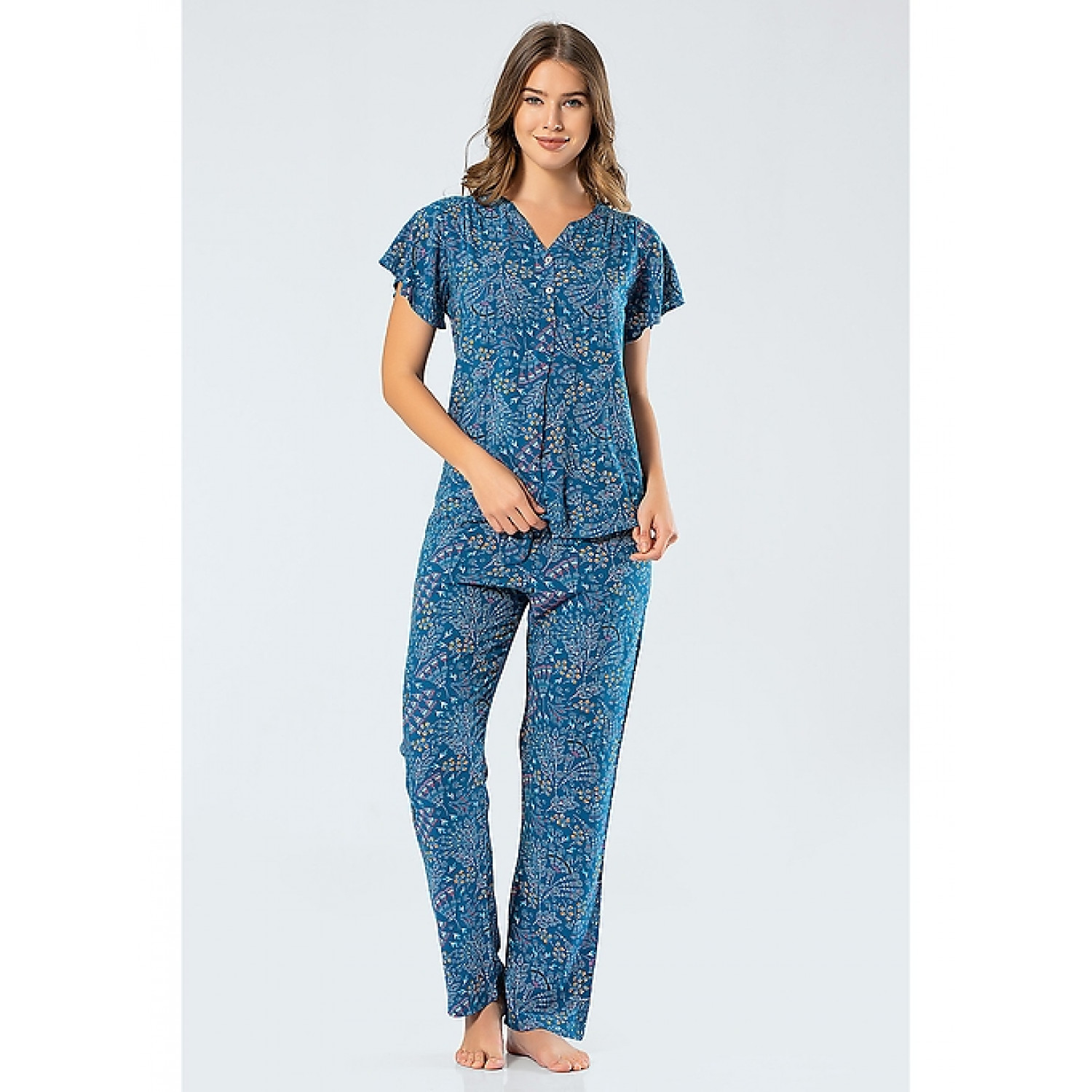 Qadın üçün pijama - mavi, L - 3339